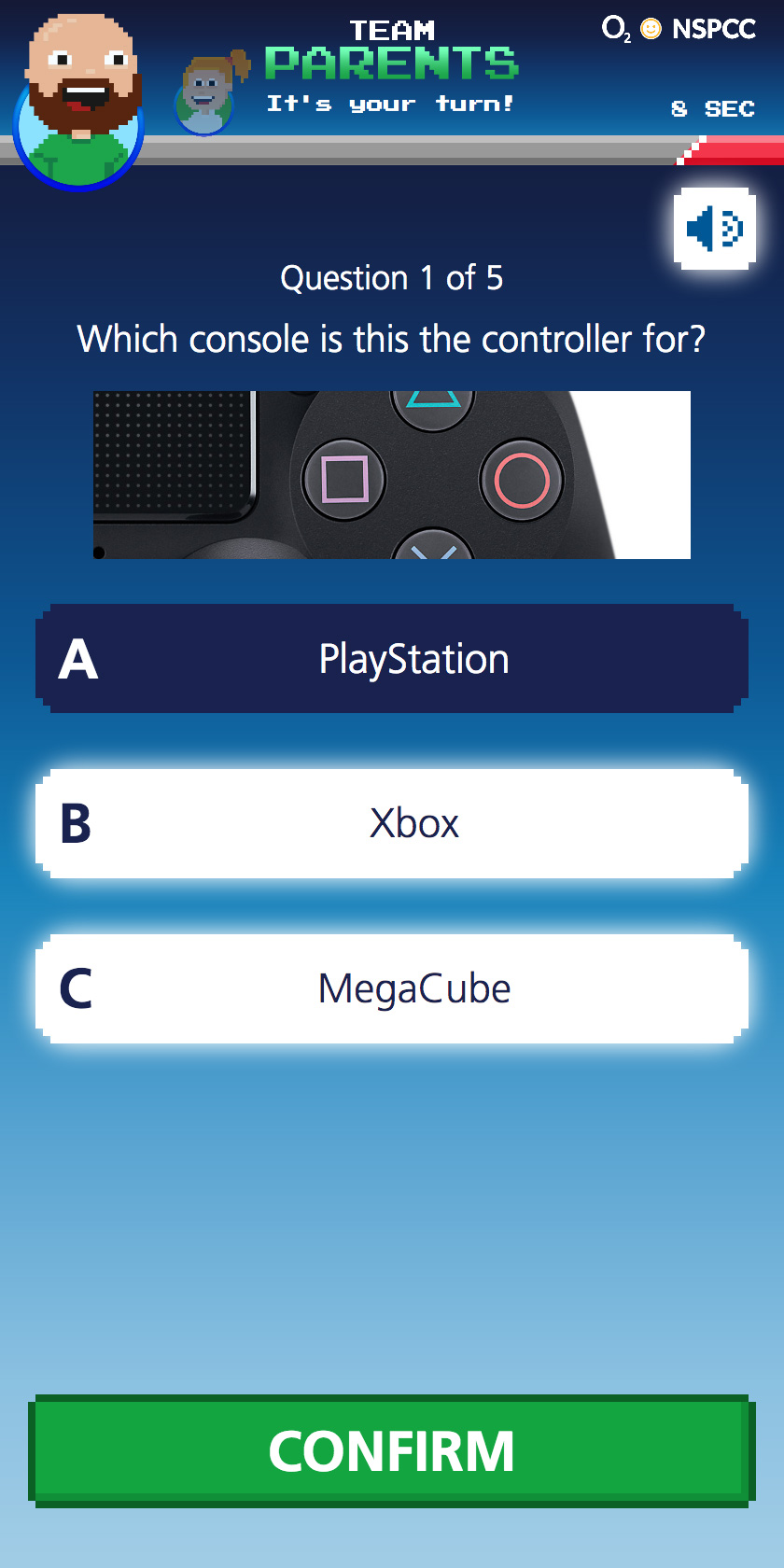 The O2 Parents vs Kids question page