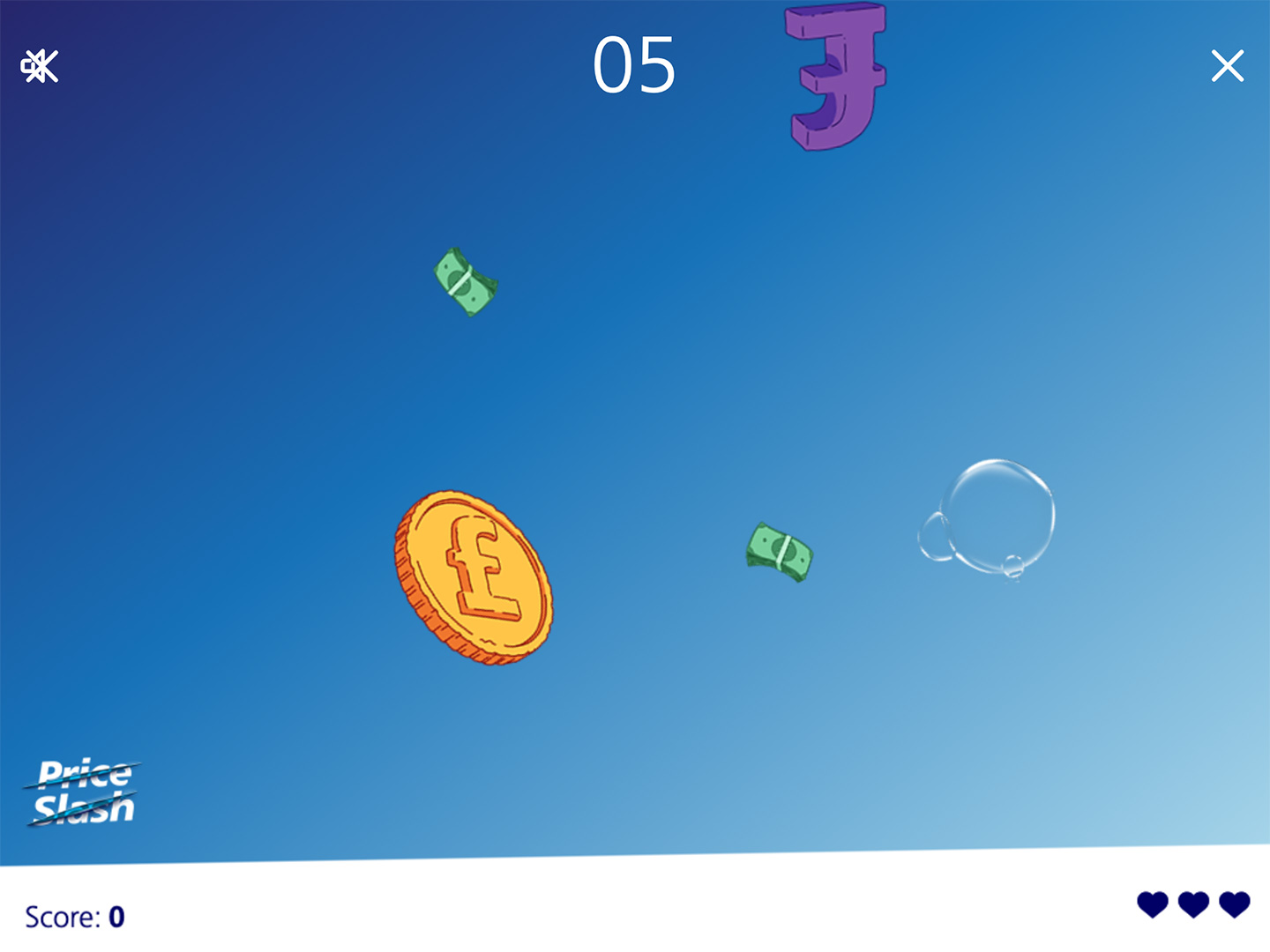 The O2 Price Slash game page